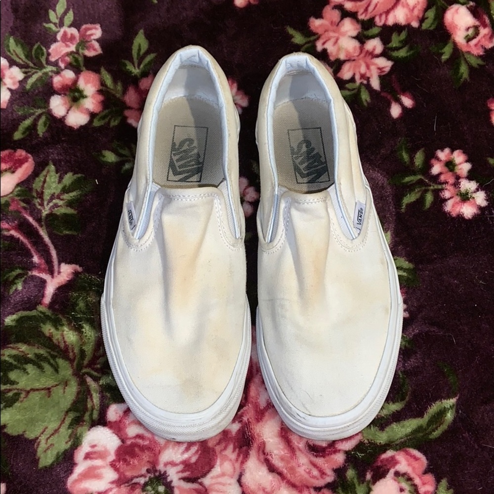 White Slip On Vans